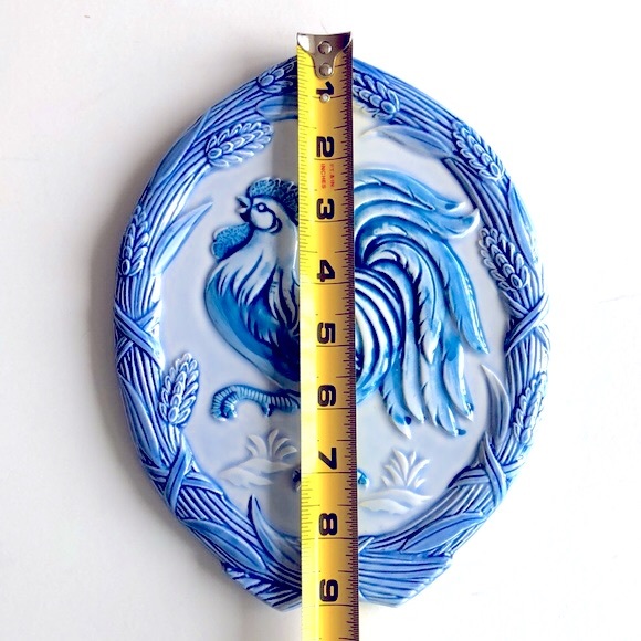 Rooster Trivet / Plaque Blue and White Ceramic VTG Japan - Picture 2 of 6
